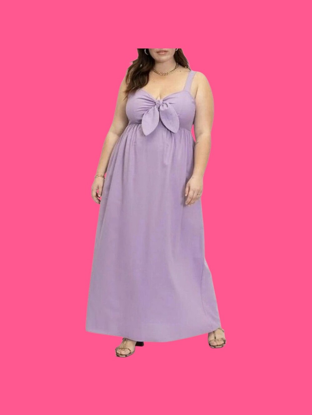Eloquii Plus Size Lavender Maxi Dress with Front Bow